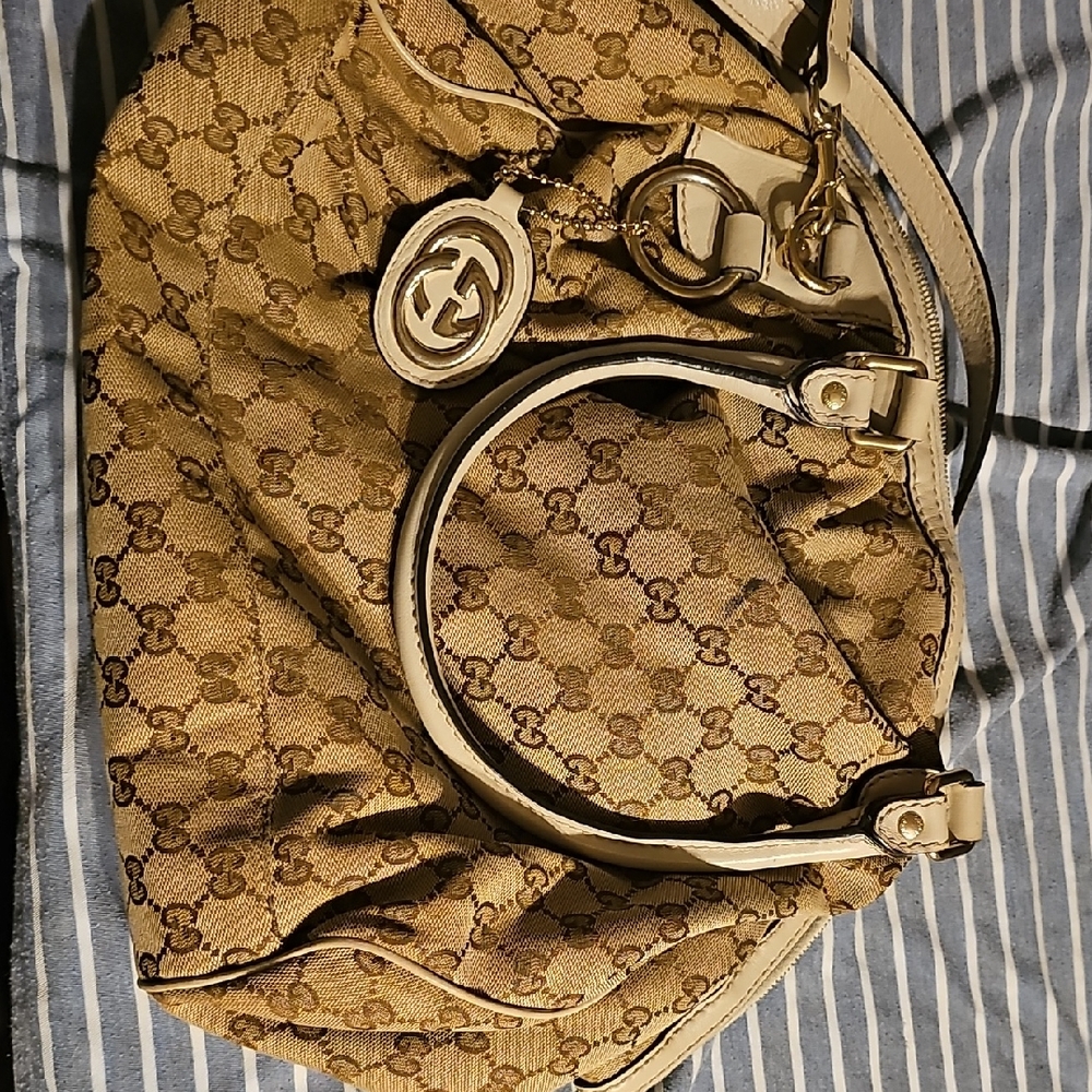 Gucci Tan Monogram Shoulder Bag **Authentic**